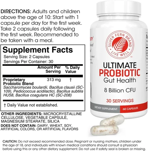 Miniatura 3 de Silver Fern Brand Ultimate Probiotic – Probióticos para mujeres y hombres – Suplemento de salud intestinal formador de esporas de 8 mil millones