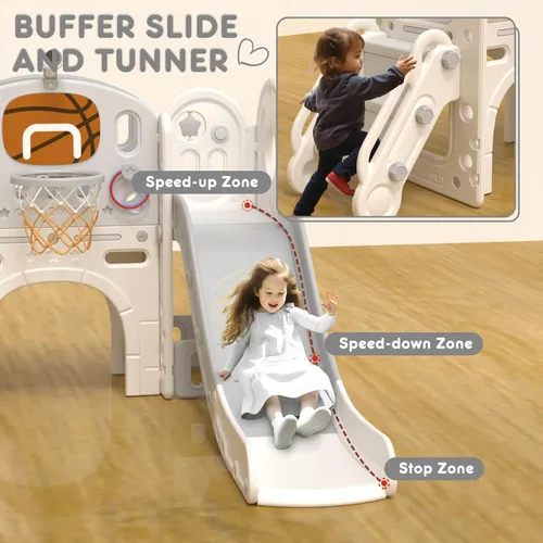 Miniatura 4 de YUFU Conjunto de Tobogán 9 en 1 para Niños Pequeños, Tobogán para Niños de 1-3 Años, Conjunto de Juegos para Niños Pequeños con Aro de Baloncesto