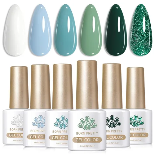 Miniatura 15 de Born Pretty Esmalte de uñas de gel de color ámbar cristal marrón naranja burdeos rojo negro para otoño e invierno, esmalte de uñas transparente