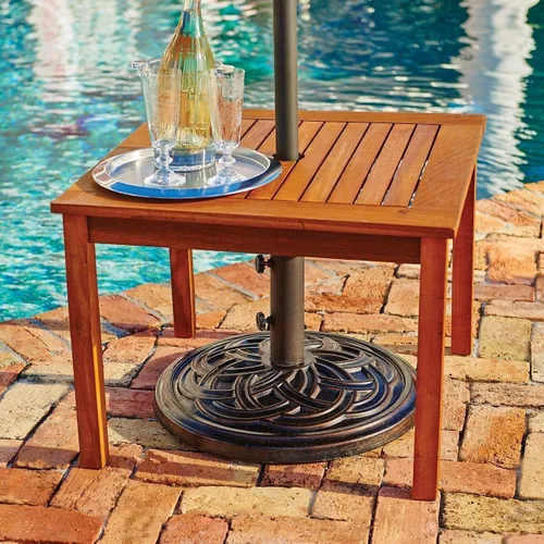 Miniatura 2 de Mesa auxiliar de madera para exteriores, mesa auxiliar, muebles de piscina (acabado natural)