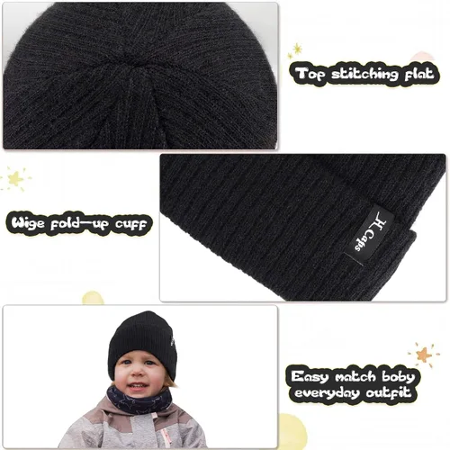 Miniatura 3 de FZ FANTASTIC ZONE 3 Pcs Toddlers Winter Hat Baby Beanie Boys Girls for 0-3 Years Old, Kids Warm Knitted Fleece Infant Hats