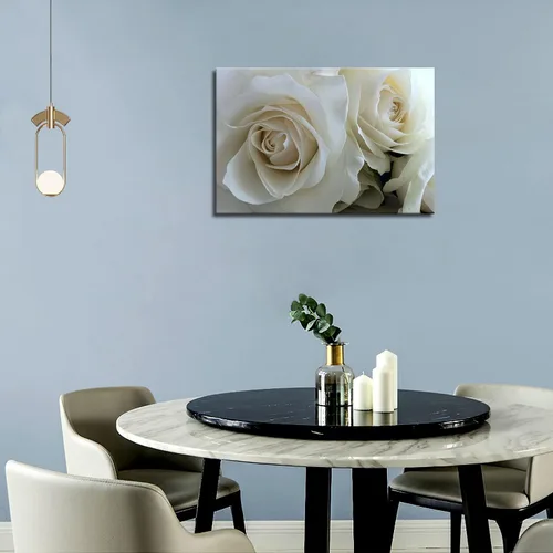 Miniatura 6 de First Wall Art - Enormes rosas en blanco puro arte de la pared pintura imágenes impresas en lienzo flor la imagen para decoración moderna del hogar