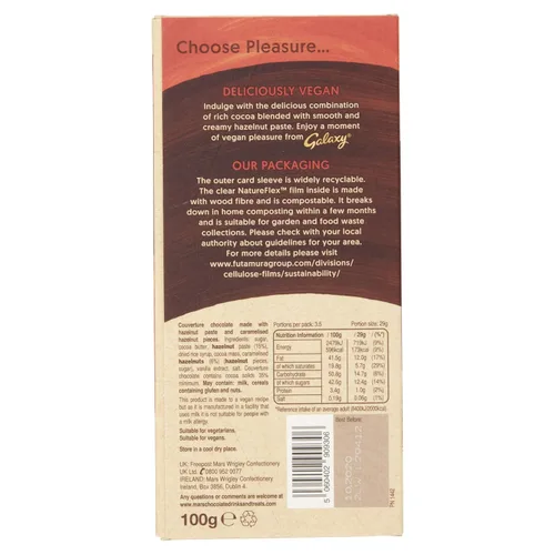 Miniatura 2 de Galaxy Vegan Chocolate con avellana caramelizado 3.53 oz x 6 (3.5 onzas x 6)