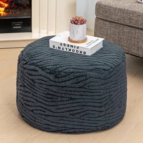 Miniatura 19 de Reposapiés otomano relleno redondo bohemio puf de piso asiento sillón reposapiés taburete cojín de piso saco puf otomano 18x18x14 pulgadas bosque