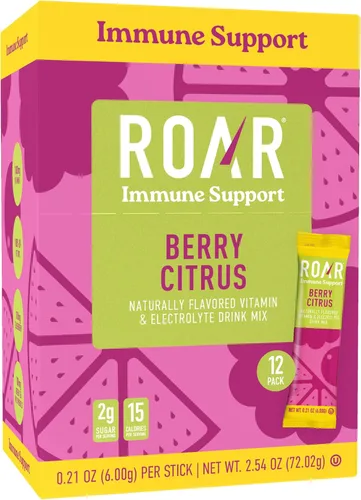 Miniatura 3 de ROAR Polvo de apoyo inmunológico, paquetes de hidratación con zinc y saúco, electrolitos en polvo, sin OMG, sin gluten, bayas cítricas, 12