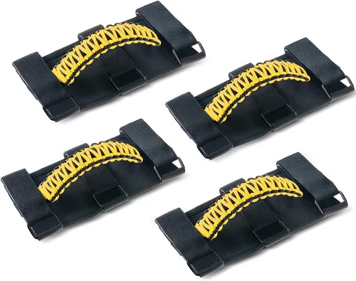Miniatura 13 de Savadicar Paquete de 4 Asas de Agarre de Barra Enrollable Compatible con 1955-2023 Jeep Wrangler CJ YJ TJ JK JL 4XE & Gladiator JT, Soporte de Negro