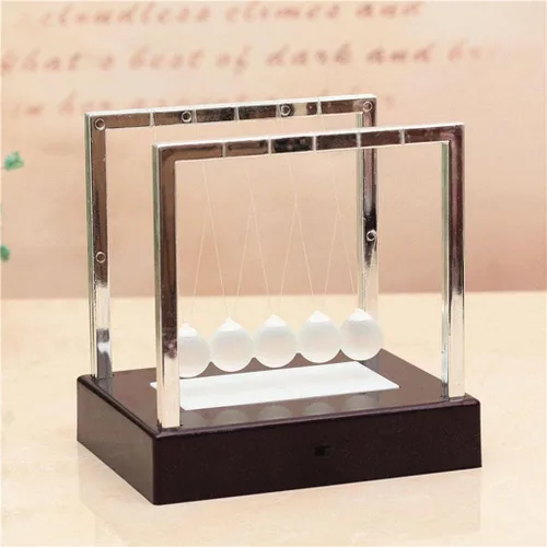 Miniatura 6 de Baoblaze Newtons Cradle - Pelotas de equilibrio de cristal, juguetes físicos, mesa de péndulo oscilante para niños y adultos, regalos aliviadores