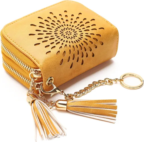 Miniatura 12 de APHISON RFID - Porta tarjeta de crédito con llavero, cartera pequeña con cremallera para mujer, Moderno