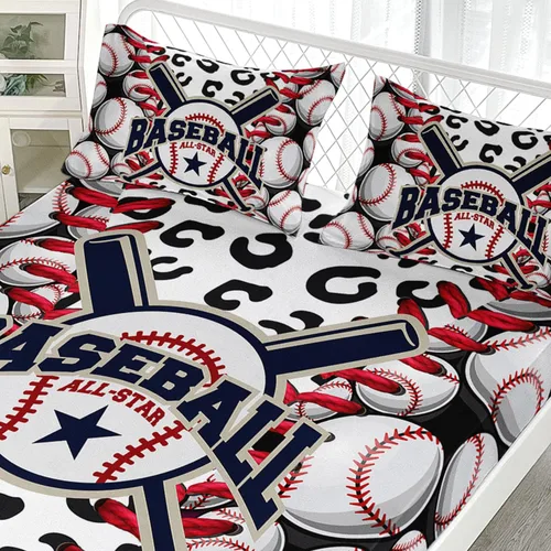 Miniatura 4 de AILONEN Juego de sábanas de béisbol, juegos de ropa de cama deportiva para niños, adolescentes, decoración de dormitorio, tamaño individual