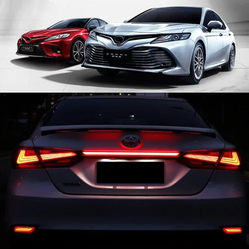 Miniatura 3 de Lente Roja Óptica 3D Completa LED Tipo Secuencial Trasera Señal de Giro Luz Trasera Freno para Toyota Camry 2018 2019 2020 2021 2022 2023 rojo