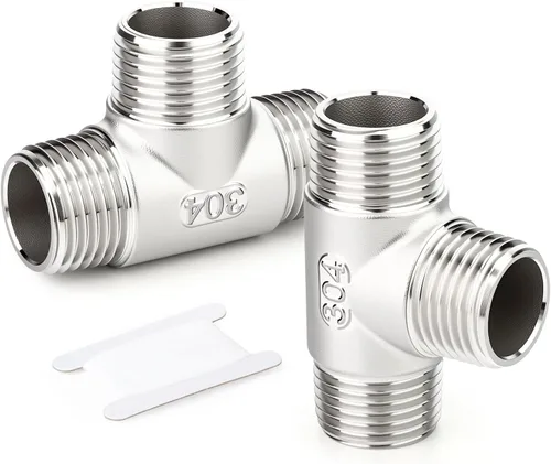 Miniatura 46 de TAISHER 2 piezas de accesorios de tubo en T de acero inoxidable 304, accesorios de tubo hembra NPT de 1-1/2" x 1-1/2" x 1-1/2