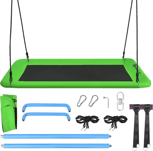 Miniatura 9 de Goplus Columpio de árbol de plataforma gigante de 60 pulgadas para niños y adultos, columpio rectangular ajustable para interiores y exteriores