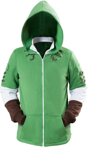 Hibuyer Sudadera con capucha y cremallera para hombre, chaqueta de disfraz de cosplay para adultos, color verde, unisex, Halloween