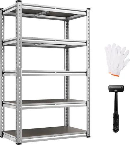 Miniatura 15 de REIBII Estantes de almacenamiento ajustables de 5 niveles para garaje, estantería de metal resistente de 2020 libras, estante de metal de 59.8" H