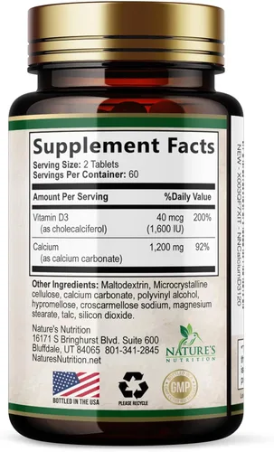 Miniatura 9 de Calcio 1200 mg con vitamina D3 – Suplemento de salud ósea, vitamina D y suplementos de calcio para mujeres y hombres – Fuerza ósea, dientes y apoyo