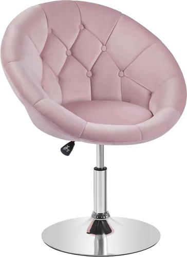 Miniatura 12 de Yaheetech Silla contemporánea con respaldo tapizado redondo, altura ajustable, giratoria, moderna, para tocador, negra
