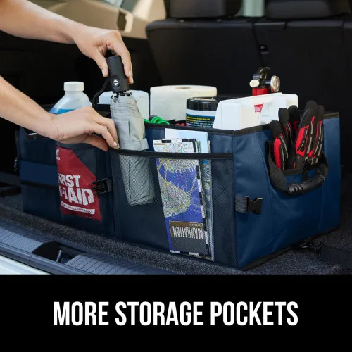 Miniatura 4 de GORILLA GRIP Organizador de maletero para SUV y automóviles, organizador de almacenamiento plegable de gran capacidad, accesorios de coche Azul
