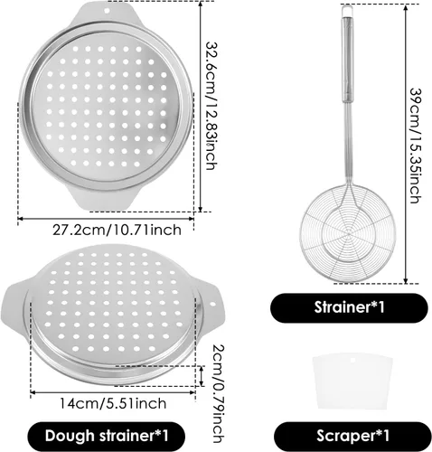 Miniatura 2 de Spaetzle Maker - Juego de tapas, olla para hacer fideos de huevo con raspador, colador de espaguetis alemán, colador de araña, cuchara, colador