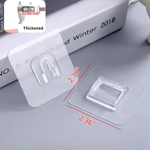 Miniatura 6 de Ganchos de pared adhesivos de doble cara, paquete de 20 ganchos autoadhesivos, adecuados para colgar y organizar tomas de corriente, marcos de fotos