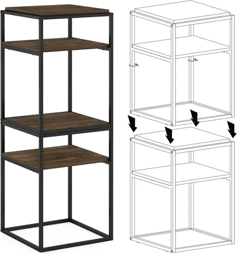 Miniatura 10 de Furinno JAYA Mesa auxiliar ovalada de diseño simple con contenedor, roble blanco/cromo