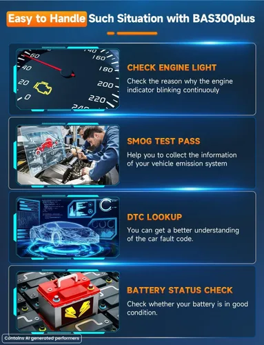Miniatura 6 de AUTOPHIX Escáner OBD2 2 en 1 con probador de batería, BAS300 Plus 12V 100-2000 CCA carga de batería prueba de arranque lector de código de coche