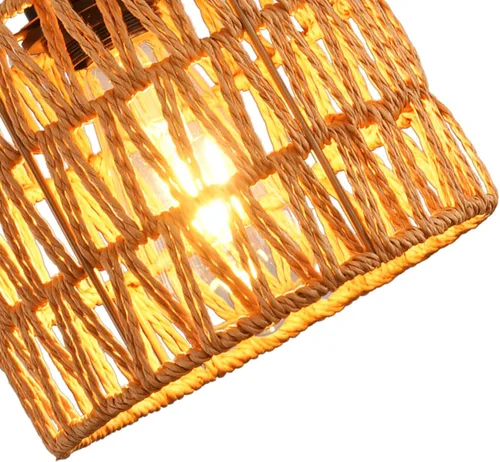 Miniatura 8 de Lámpara Colgante Tejida Candelabro Bohemio, Luces Colgantes de Ratán Isla de Cocina, Iluminación Colgante de Granja con Pantalla de Mimbre Tejida a
