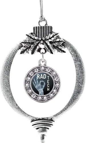 Miniatura 191 de Inspired Silver - Twin One - Adorno festivo de Navidad de plata - Adorno festivo de árbol de Navidad con dije de círculo y circonita cúbica