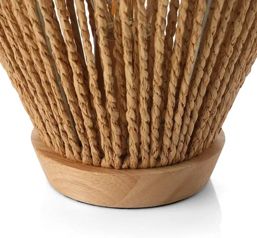 Miniatura 5 de Lámparas de mesa boho para dormitorio y sala de estar - Pequeñas linternas de canasta tejida natural con pantallas de cuerda de papel