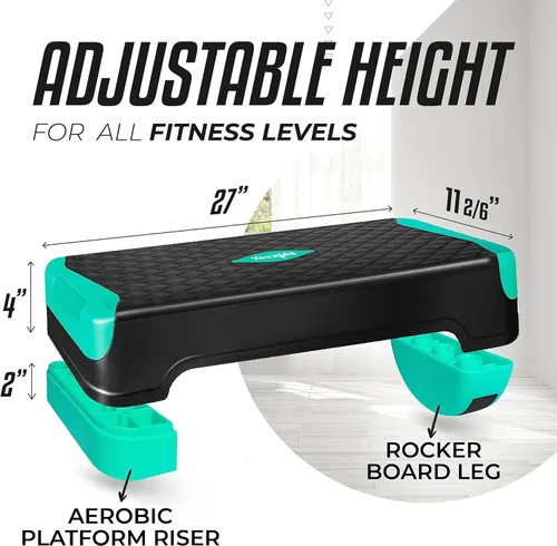 Miniatura 2 de Yes4All Plataforma de Step Aeróbico Ajustable 2 en 1 Stepper para Ejercicios de Fitness con Patas de Tabla de Equilibrio Basculante para A. Neo Verde