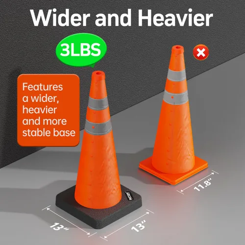 Miniatura 4 de BATTIFE Paquete de 4 conos naranjas plegables de seguridad de tráfico de 28 pulgadas con base negra pesada, conos emergentes multiusos y collar