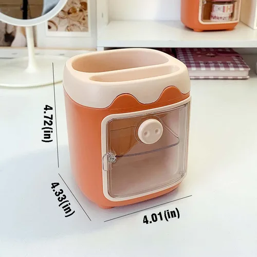 Miniatura 9 de MLAFE Kawaii Portalápices de Cerdo Lindo Cubo de Almacenamiento de Cosméticos Kawaii Cubo de Almacenamiento Multifuncional Cubo de Papelería de Azul