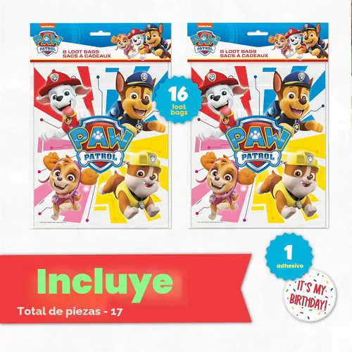 Miniatura 2 de Suministros de Fiesta Únicos de Patrulla Canina Bolsas de Regalos de Favores de Fiesta de Patrulla Canina Paquete de 16 y Adhesivo