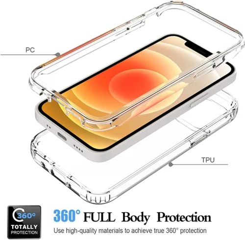 Miniatura 3 de Funda para iPhone 12 Mini con protector de pantalla de vidrio templado, protección de cuerpo completo transparente 360 + TPU suave a prueba