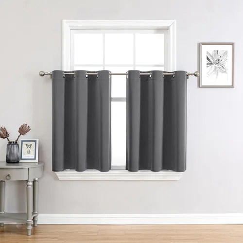 Miniatura 59 de ChrisDowa - Cortinas de cenefa pequeñas para cocina, cortinas cortas con ojales y aislamiento térmico para oscurecer la sala y habitación