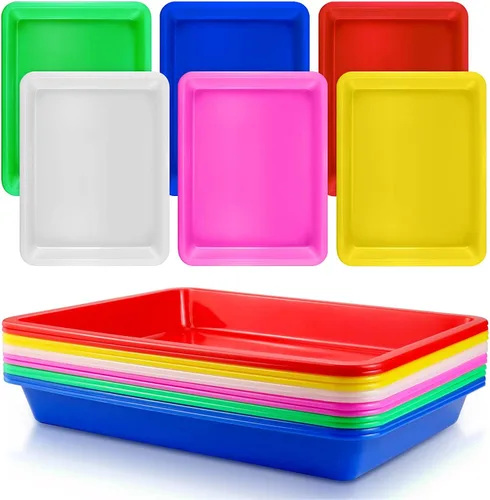 Bercoor Paquete de 12 bandejas de plástico para arte, bandeja organizadora de actividades para niños, escuela, aula, proyectos de bricolaje, 6