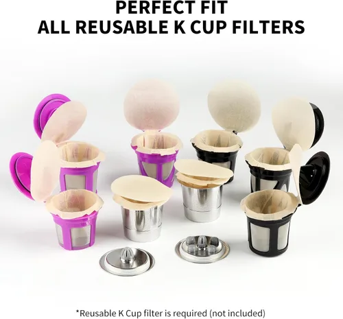 Miniatura 2 de 100 unidades de filtros K Cup Fanativita desechables con diseño de tapa inteligente, se ajustan a todas las tazas K reutilizables para Keurig