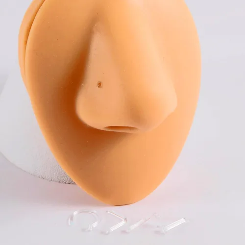 Miniatura 6 de Anillo de nariz transparente Bioflex, aretes de nariz en forma de L, sacacorchos para la nariz, piercing para el cuerpo, conjunto de joyas