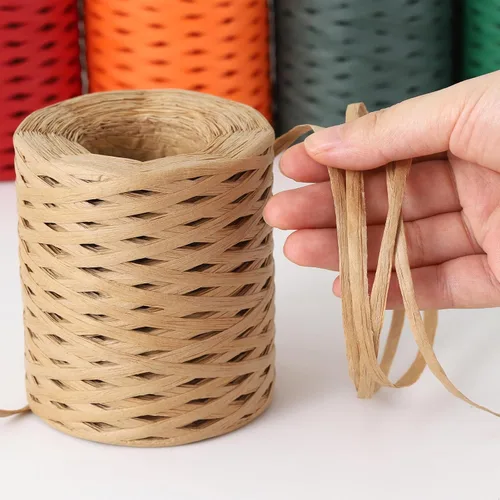 Miniatura 2 de Cinta de papel de rafia de 984 pies para envolver regalos, cintas de papel retorcidas, papel de embalaje para Navidad (balsa + rojo + verde oscuro)