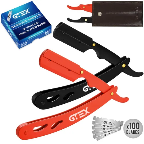 Miniatura 8 de Navajas rectas para hombres 100 Hojas de afeitar GTEX para barbero - 2 Navajas profesionales de una sola hoja para hombres Navajas para barbero