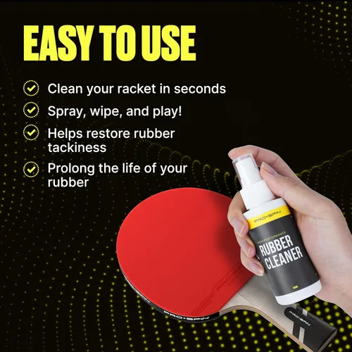 Miniatura 5 de Kit de limpieza de goma para tenis de mesa PRO-SPIN - Limpiador de pala de ping pong Incluye limpiador de goma de 200ml y esponja Elimina