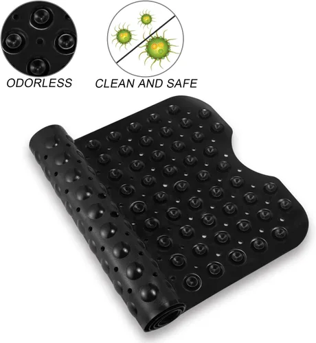 Miniatura 2 de YINENN Tapete de ducha para bañera de 40 x 16 pulgadas, antideslizante y extragrande, tapete para bañera con ventosas, lavable a máquina, con Negro