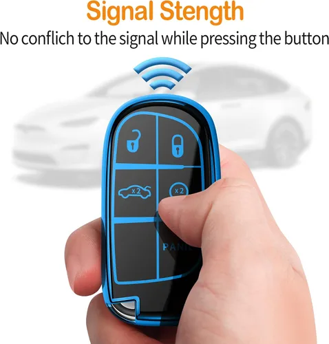 Miniatura 5 de Funda para llavero Jeep con llavero de cuero TPU suave, protección completa, para Jeep Grand Cherokee Renegade Chrysler 200 300 Dodge RAM Durango
