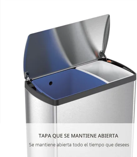 Miniatura 7 de simplehuman - Basurero rectangular para cocina con dos compartimentos para reciclaje, de 46 litros / 12.2 galones, de acero inoxidable cepillado