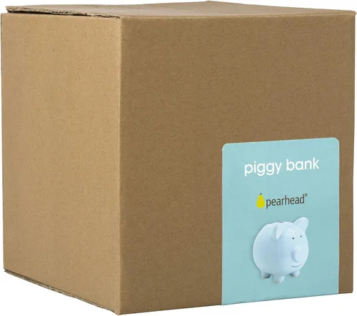 Miniatura 12 de Pearhead Alcancía Grande de Cerámica, Azul Claro, Ideal para Niños y Niñas, Ahorro de Dinero y Banco de Monedas, Decoración Perfecta para Cuarto