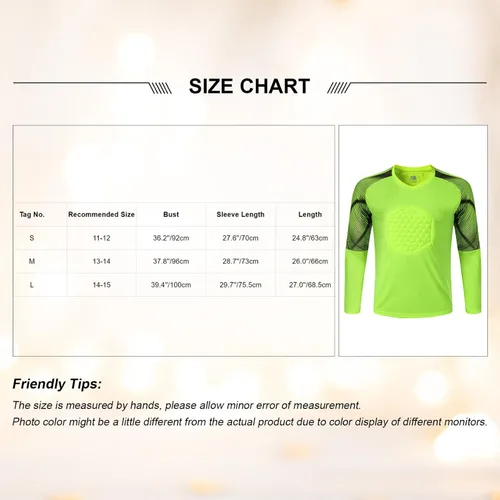 Miniatura 6 de Hansber Kids Boys Soccer Goalkeeper Jersey Padded Goalie Shirts Football Training Uniform Soccer Kit Sweatshirts