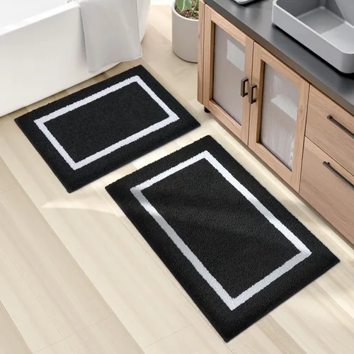 Miniatura 12 de HOMEIDEAS - Juego de alfombras para baño (2 piezas), de microfibra súper suave y absorbente, con borlas, antideslizantes y lavables a máquina