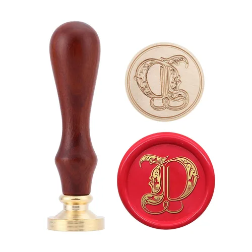 Miniatura 9 de Yoption Sello de cera del alfabeto gótico vintage, sello de cera, sello de cera para tarjeta de Acción de Gracias, sobre, envoltura de regalos