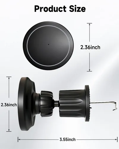 Miniatura 8 de Cargador de montaje para auto MagSafe, 100% ultra estable: cargador inalámbrico magnético de carga rápida de 15 W, soporte magnético de ventilación