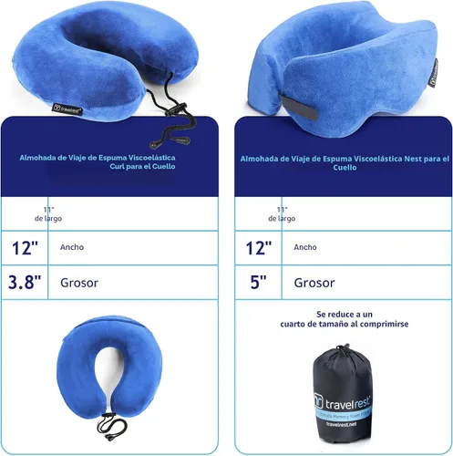Miniatura 3 de Almohada de apoyo para el cuello TRAVELREST Nest - Esenciales de viaje, espuma viscoelástica, almohada de viaje compacta para vuelos largos
