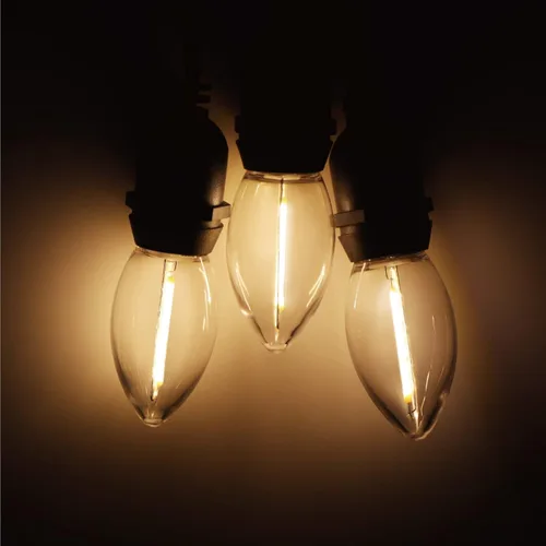 Miniatura 5 de Meconard Bombilla LED C9 de repuesto de Navidad, paquete de 25 bombillas LED C9 inastillables para luces de Navidad al aire libre, base intermedia